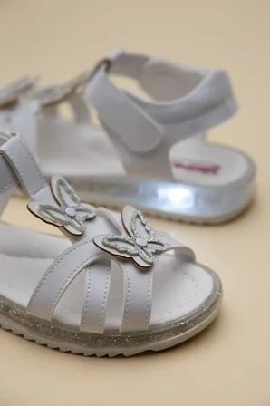 Şirinbebe Ortopedik Kız Çocuk Sandalet Beyaz Kelebek Detaylı