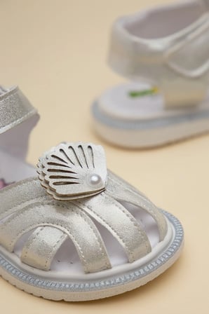 Şirinbebe Ortopedik Kız Bebek Sandalet Sedef Yelpaze Detaylı Önü Kapalı