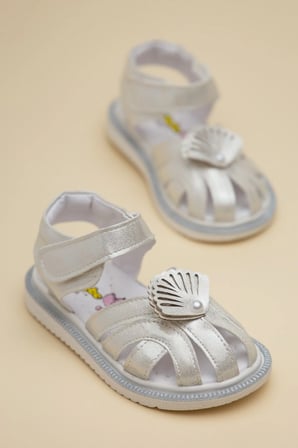 Şirinbebe Ortopedik Kız Bebek Sandalet Sedef Yelpaze Detaylı Önü Kapalı