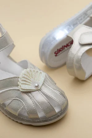 Şirinbebe Ortopedik Kız Çocuk Sandalet Sedef Yelpaze Detaylı Önü Kapalı
