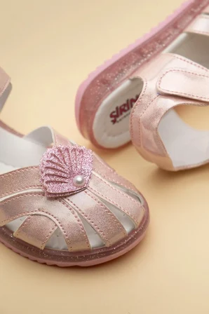 Şirinbebe Ortopedik Kız Çocuk Sandalet Pembe Yelpaze Detaylı Önü Kapalı