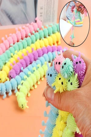 5 Adet Duyusal Stres Oyuncağı Uzayan Sukuşi Oyuncak Tırtıl Unicorn Karne Hediyesi