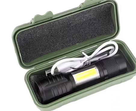 Evimdeyokyok Wison Ws-5454 Taktik El Feneri Siyah USB Şarj Edilebilir Kamp Feneri Cob Zumlanabilir Mini Taşınabilir 100-1000 Lümen IP67