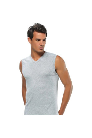 Erkek Beyaz Ribana V Yaka Spor Fanila 12'li Paket  4012