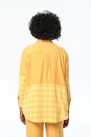 Eteği Ve Kolları Ekose Çift Cepli Oversıze Kesim Gömlek