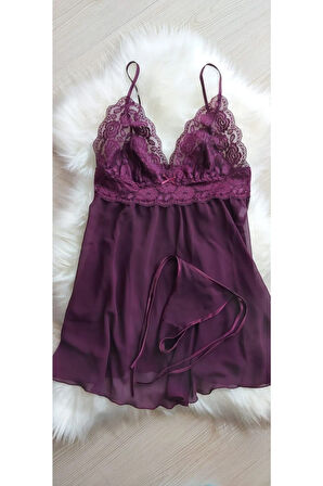 Mor Şifon Gecelik
