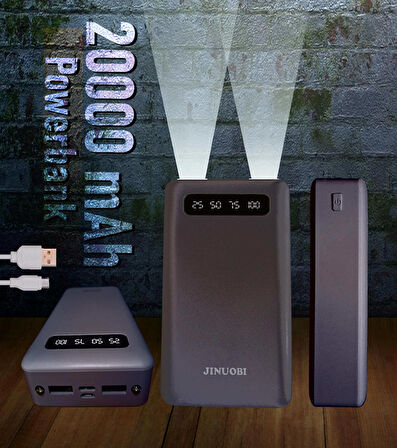 JNUOBI DY-32 20,000 mAh Powerbank 2 USB Taşınabilir Şarj Aleti Sİyah