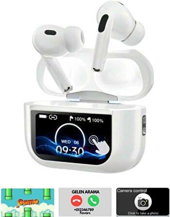 TT Castu A9 Pro ANC Kavuçuklu Kulak içi Akıllı Ekranlı Bluetooth Kablosuz Kulaklık