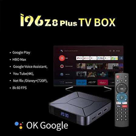 Castu İ96 Z8 Plus 4K Android TV 2GB Ram-16GB Hafıza /Wifi/Lan/BT/HDMI/2xUSB/TF-Kart