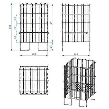 Ergonomik Tasarım 40x40 Katlanır Tel Havuz Sepeti Siyah – Market, Avm, ve Bakkal İçin İdeal Ürün Teşhir Standı – 3 Kademeli Kullanım