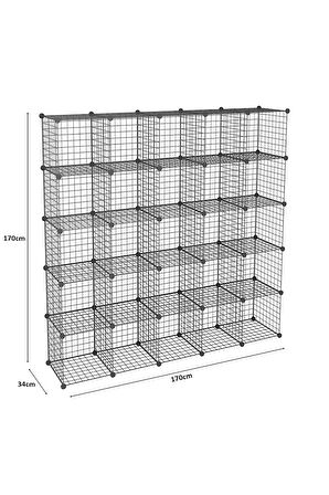 25'li Tel Küp Çok Amaçlı Organizer Raf Siyah 33cm