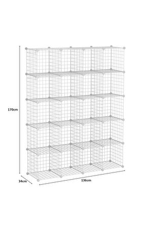 20'li Tel Küp Çok Amaçlı Organizer Raf Beyaz 33cm