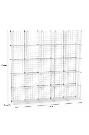 25'li Tel Küp Çok Amaçlı Organizer Raf Beyaz 33cm