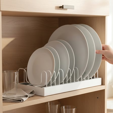 Decorelax Metal Tabaklık ve Tencere Kapak Düzenleyici Raf 40 cm Beyaz Dolap İçi Organizer