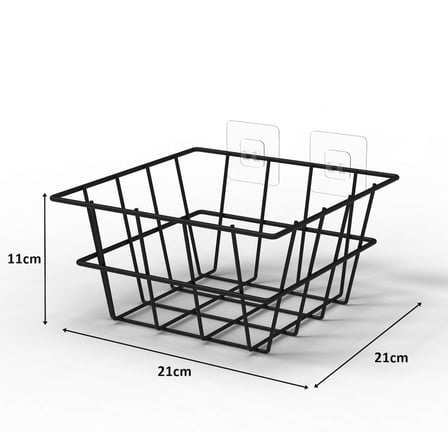 Decorelax 21x21 cm Yapışkanlı Duvar Sepeti 3'lü Set - Ekonomik Ev ve Ofis Düzenleyici Tel Sepet Kombini