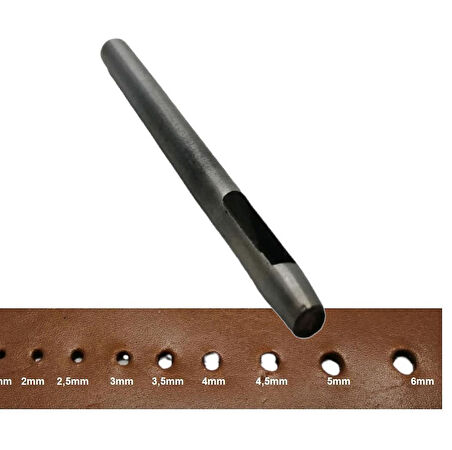 Yuvarlak Vurma Deri Delik Zımbası 1-6 no Arası Deri El Aleti 5 mm