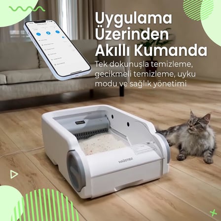 BLW02 Akıllı Otomatik Kedi Tuvaleti, APP Uygulama Kontrollü, Radar Sensör, Otomatik Temizleme, Geniş Hazne Açık Tasarım