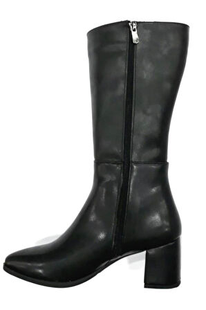 343035 Kadın Fermuarlı 6 cm Topuklu Çizme