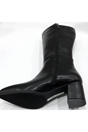 343035 Kadın Fermuarlı 6 cm Topuklu Çizme