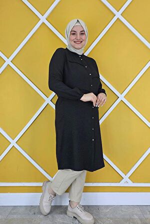 KADIN ALLER DİKİM DETAYLI TESETTÜR KETEN GÖMLEK