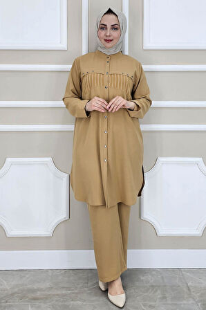 KADIN KOMBİNLİ TAŞ DETAYLI TESETTÜR TAKIM