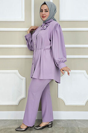 KADIN ÇİÇEK BROŞ DETAYLI TESETTÜR TAKIM