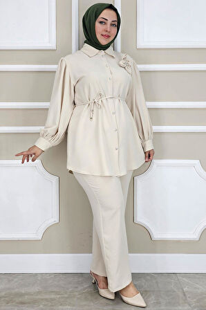 KADIN ÇİÇEK BROŞ DETAYLI TESETTÜR TAKIM