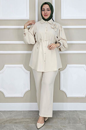 KADIN ÇİÇEK BROŞ DETAYLI TESETTÜR TAKIM