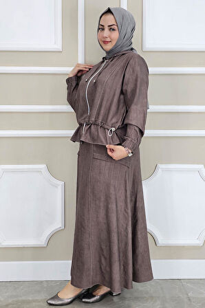 KADIN KAPÜŞONLU ETEKLİ TESETTÜR TAKIM