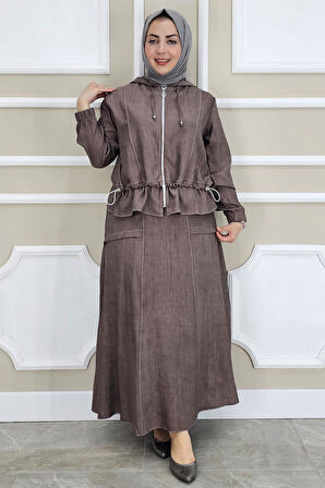 KADIN KAPÜŞONLU ETEKLİ TESETTÜR TAKIM