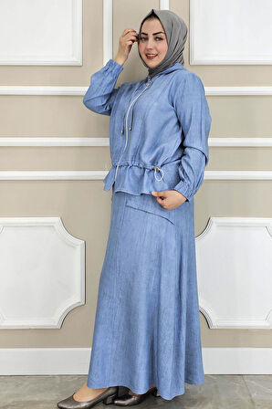 KADIN KAPÜŞONLU ETEKLİ TESETTÜR TAKIM