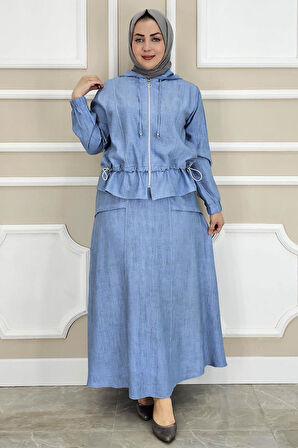 KADIN KAPÜŞONLU ETEKLİ TESETTÜR TAKIM