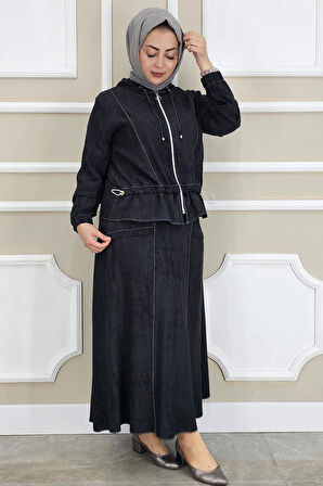 KADIN KAPÜŞONLU ETEKLİ TESETTÜR TAKIM