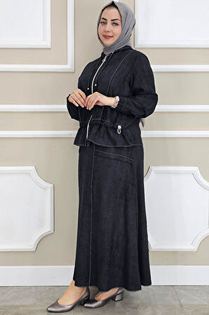 KADIN KAPÜŞONLU ETEKLİ TESETTÜR TAKIM