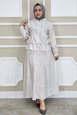 KADIN KAPÜŞONLU ETEKLİ TESETTÜR TAKIM