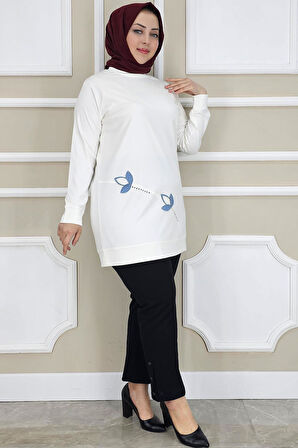 KADIN ÇİÇEK DİKME DETAYLI TESETTÜR TUNİK