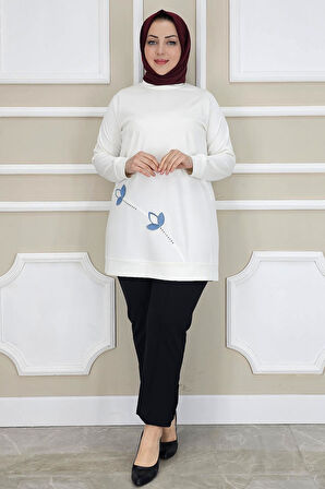 KADIN ÇİÇEK DİKME DETAYLI TESETTÜR TUNİK