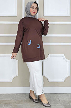 KADIN ÇİÇEK DİKME DETAYLI TESETTÜR TUNİK