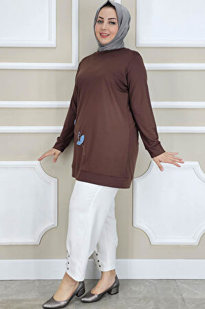 KADIN ÇİÇEK DİKME DETAYLI TESETTÜR TUNİK