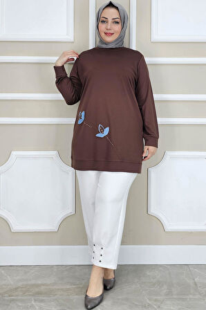 KADIN ÇİÇEK DİKME DETAYLI TESETTÜR TUNİK