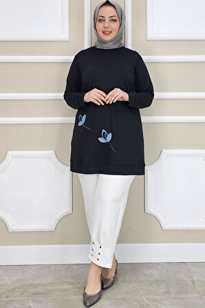 KADIN ÇİÇEK DİKME DETAYLI TESETTÜR TUNİK