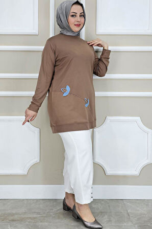 KADIN ÇİÇEK DİKME DETAYLI TESETTÜR TUNİK