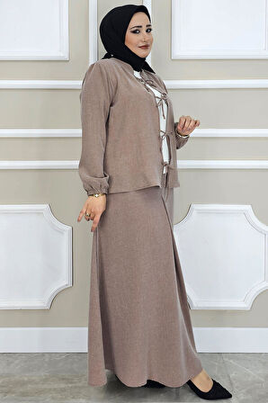 KADIN ÖNÜ BAĞCIKLI TESETTÜR 3 LÜ TAKIM