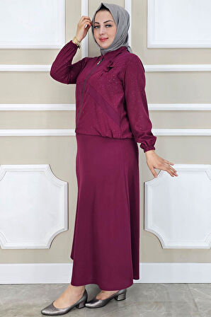 KADIN TAŞ DETAYLI SİMLİ TESETTÜR TAKIM