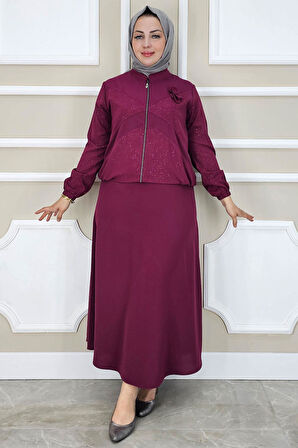 KADIN TAŞ DETAYLI SİMLİ TESETTÜR TAKIM