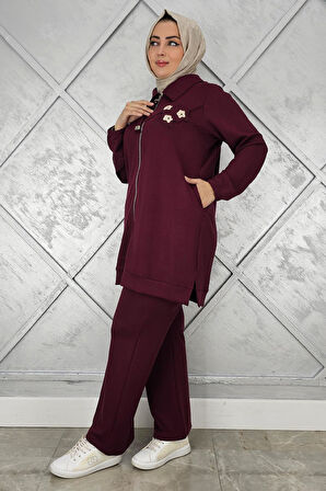 KADIN FERMUARLI ÇİÇEK DETAYLI TESETTÜR TAKIM