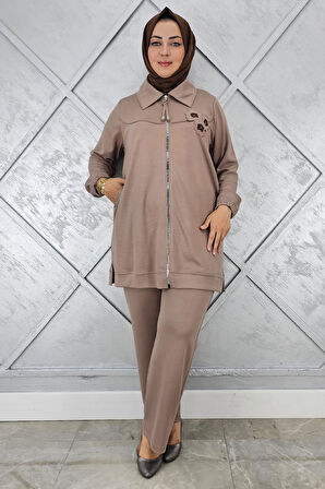 KADIN FERMUARLI ÇİÇEK DETAYLI TESETTÜR TAKIM