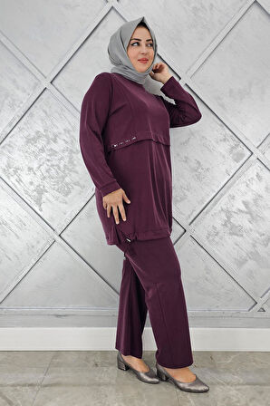 KADIN TAŞ DETALI BAĞCIKLI TESETTÜR TAKIM