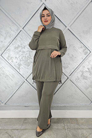 KADIN TAŞ DETALI BAĞCIKLI TESETTÜR TAKIM