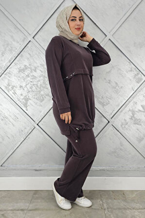 KADIN TAŞ DETALI BAĞCIKLI TESETTÜR TAKIM